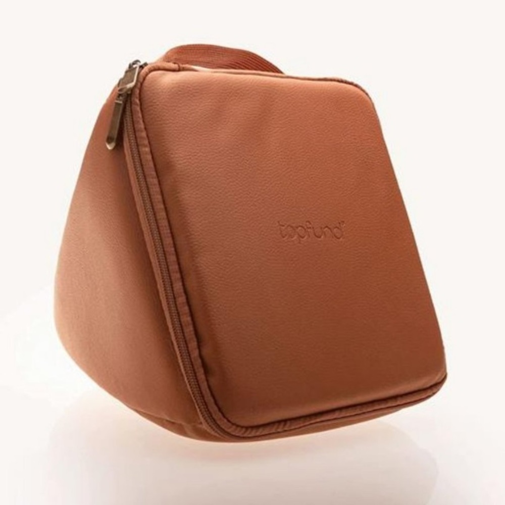 Tan Triangle Cosmetic Bag